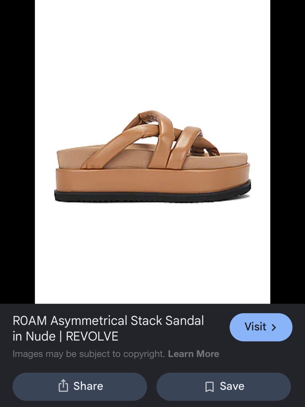 ROAM Tan Padded Crisscross Platform Slide